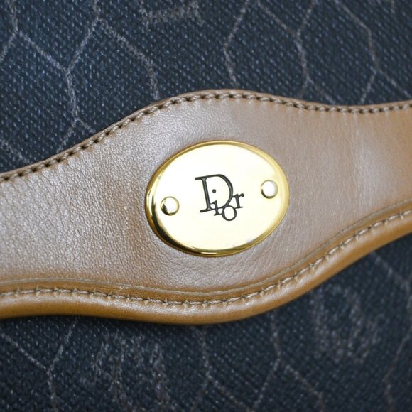 CHRISTIAN DIOR Logos Honeycomb Chain Shoulder Bag PVC Leather Brown Gold 38EF277 - Picture 8 of 16